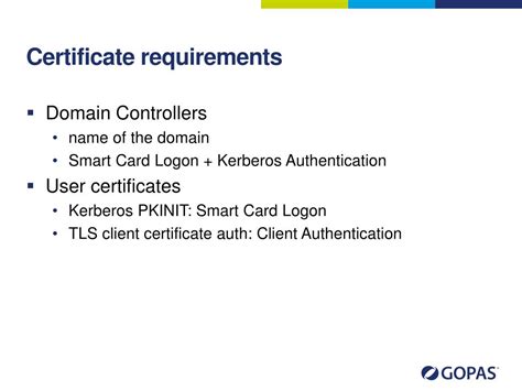 smart card logon certificate requirements|pre authentication certificate requirements.